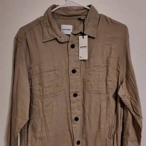 Jack & Jones Essentials Long Sleeve Shirt – Size M – Khaki Beige